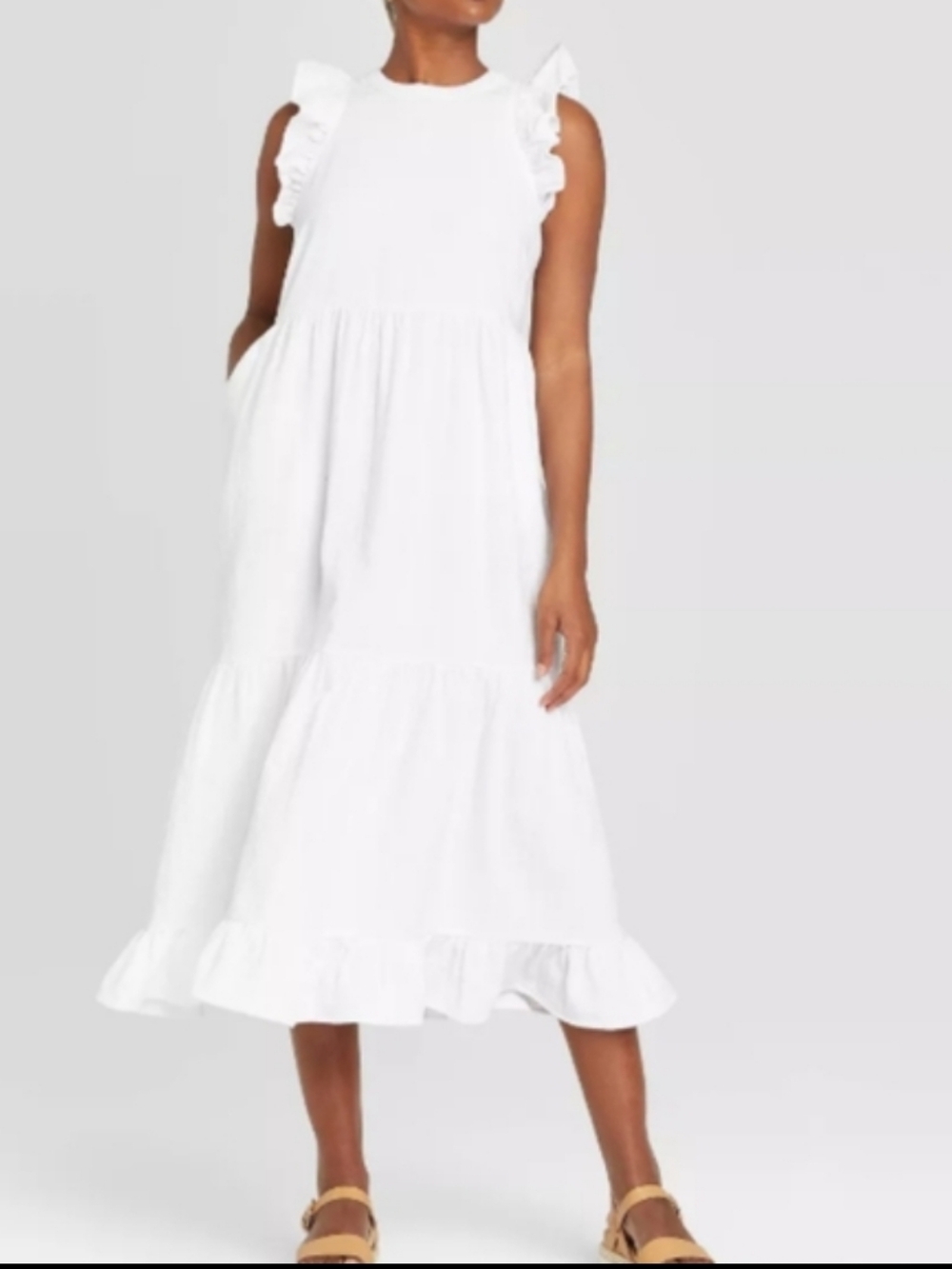 Flutter Sleeve Cotton Gauze/Muslin Dress in Ballet Pink